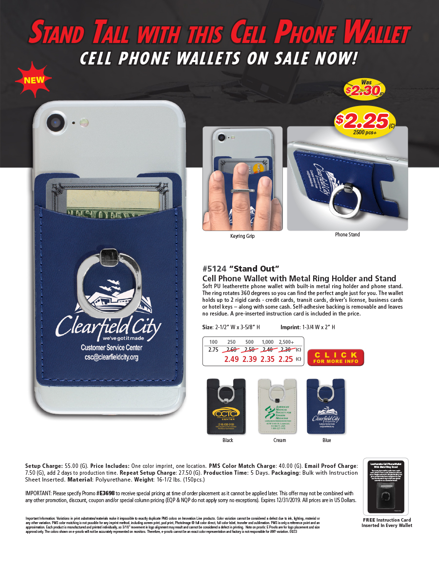 5124 Cell Phone Wallet with Metal Ring Holder and Stand