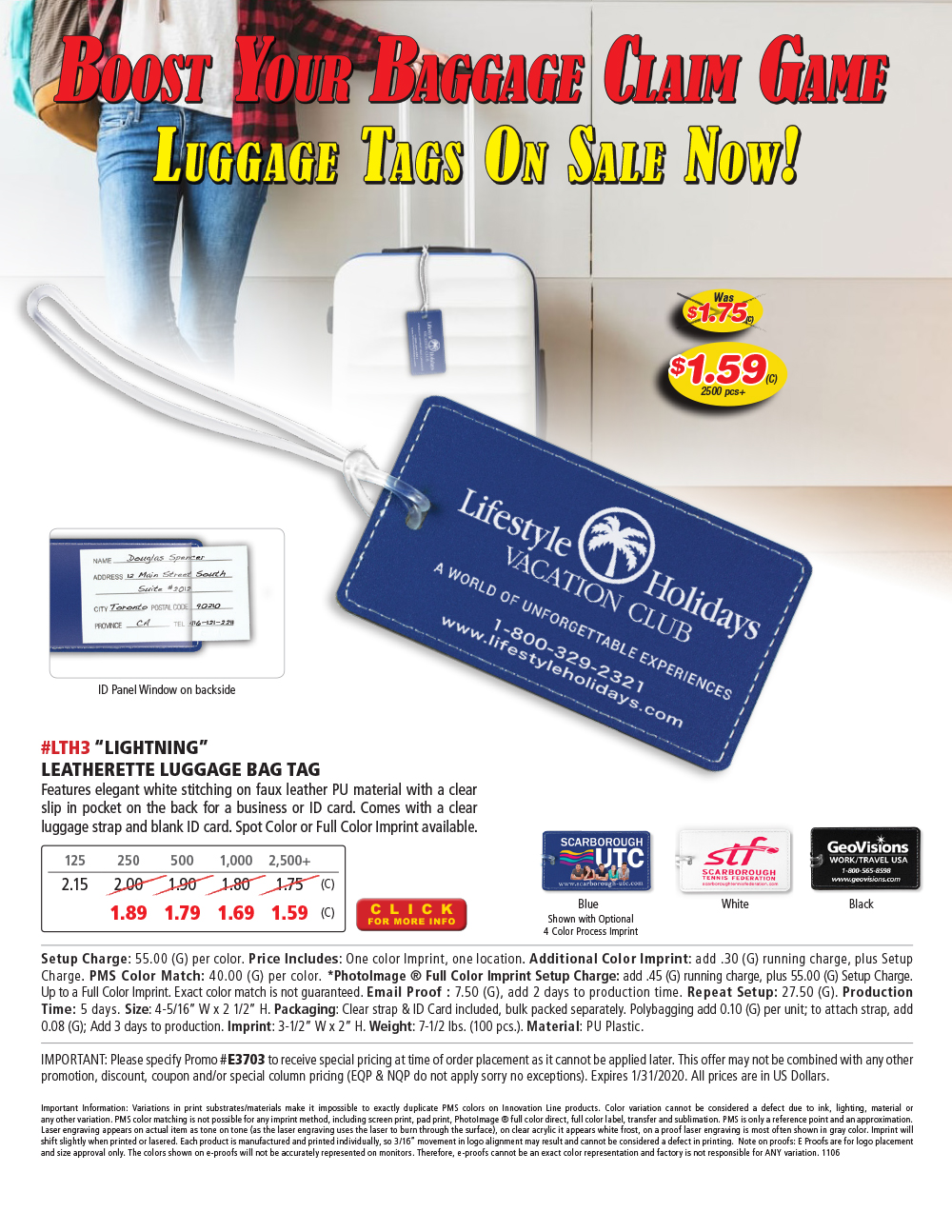 LTH3 Lightning - Leatherette Luggage Bag Tag