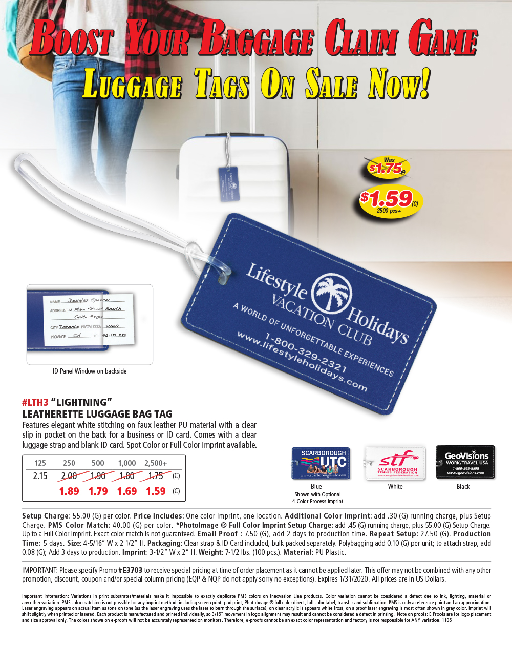 LTH3 Lightning - Leatherette Luggage Bag Tag