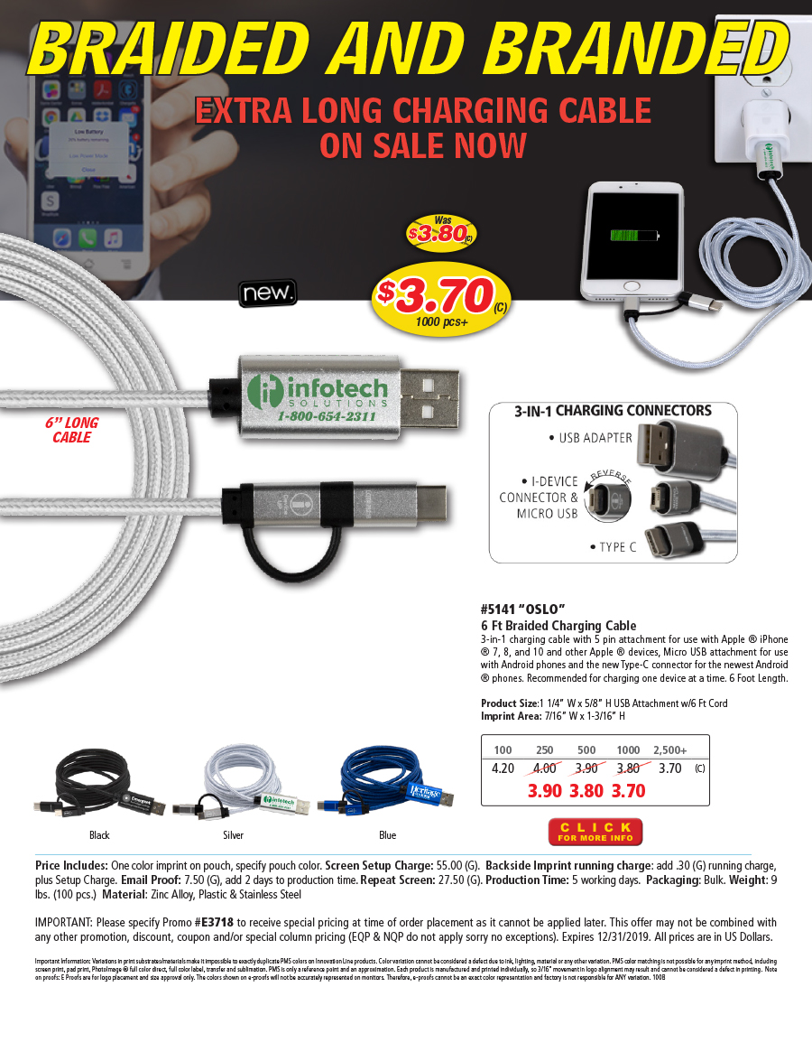 5141 Oslo - 6 Ft Braided Charging Cable