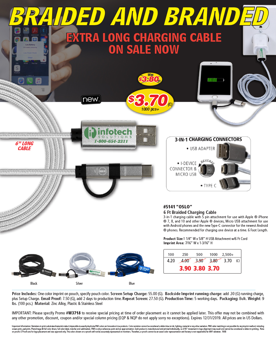 5141 Oslo - 6 Ft Braided Charging Cable