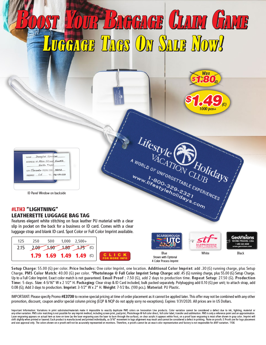 LTH3 The Lightning - Leatherette Luggage Bag Tag