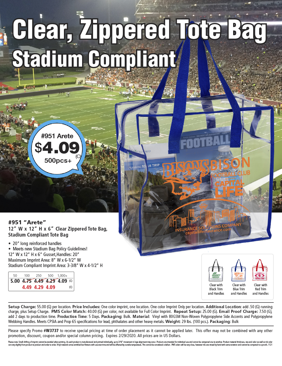 951 Zippered Clear Stadium Tote