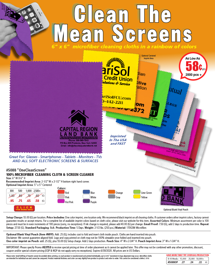 5088 Microfiber Cleaning Cloth with Clear Vinyl Pouch