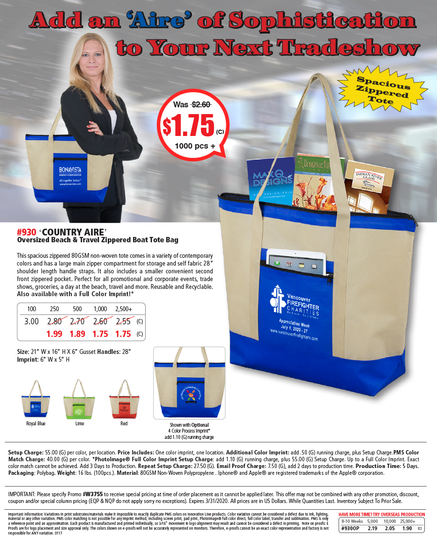 930 -Country Aire- Zippered Tote Bag