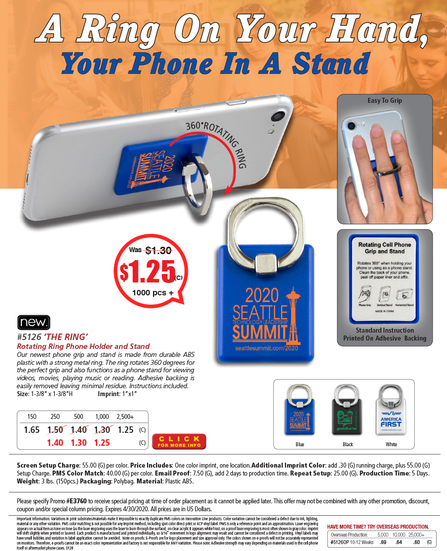 5126 THE RING - Rotating Ring Phone Holder and Stand