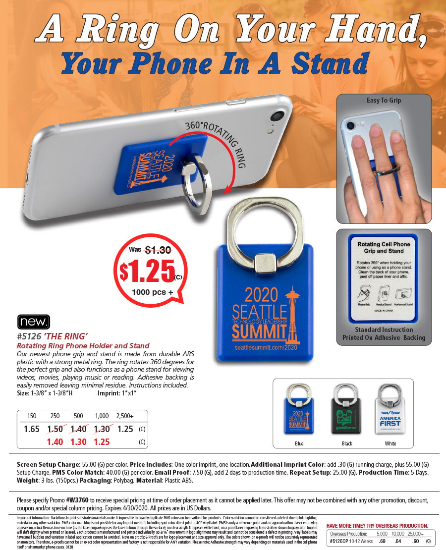 5126 THE RING - Rotating Ring Phone Holder and Stand