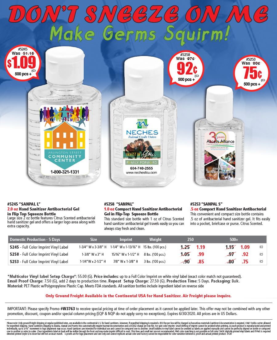 4 Color Imprint Hand Sanitizer Squeeze Bottle