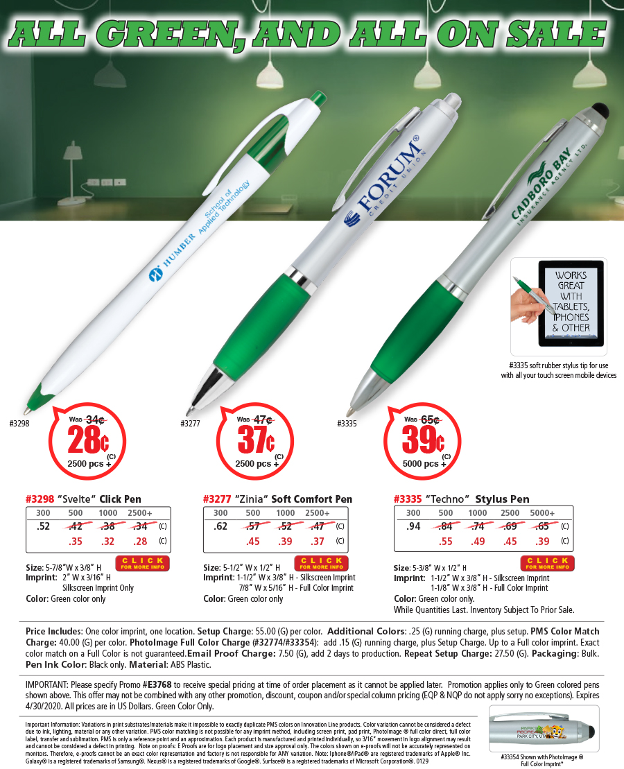 3277 3298 3335 Green Pens Special