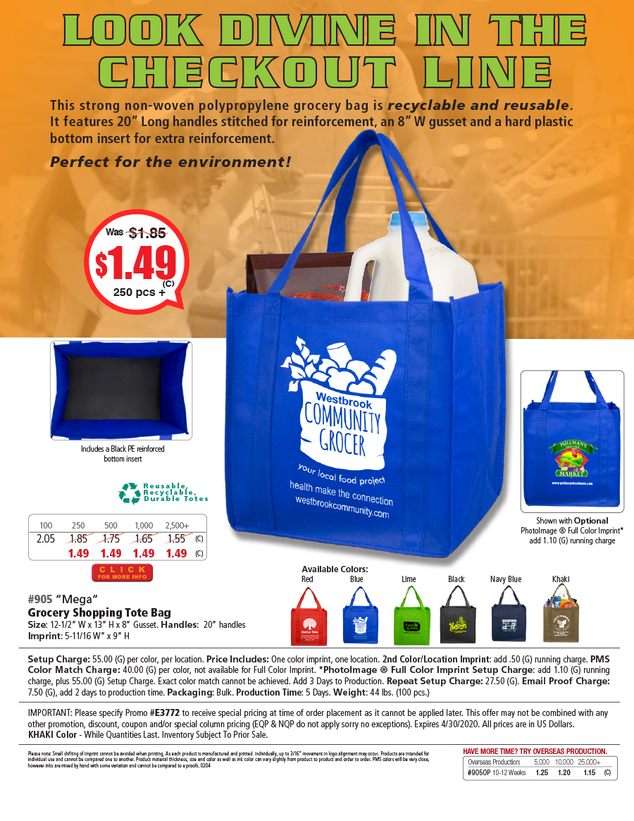 #905 80GSM Reusable Grocery Totes