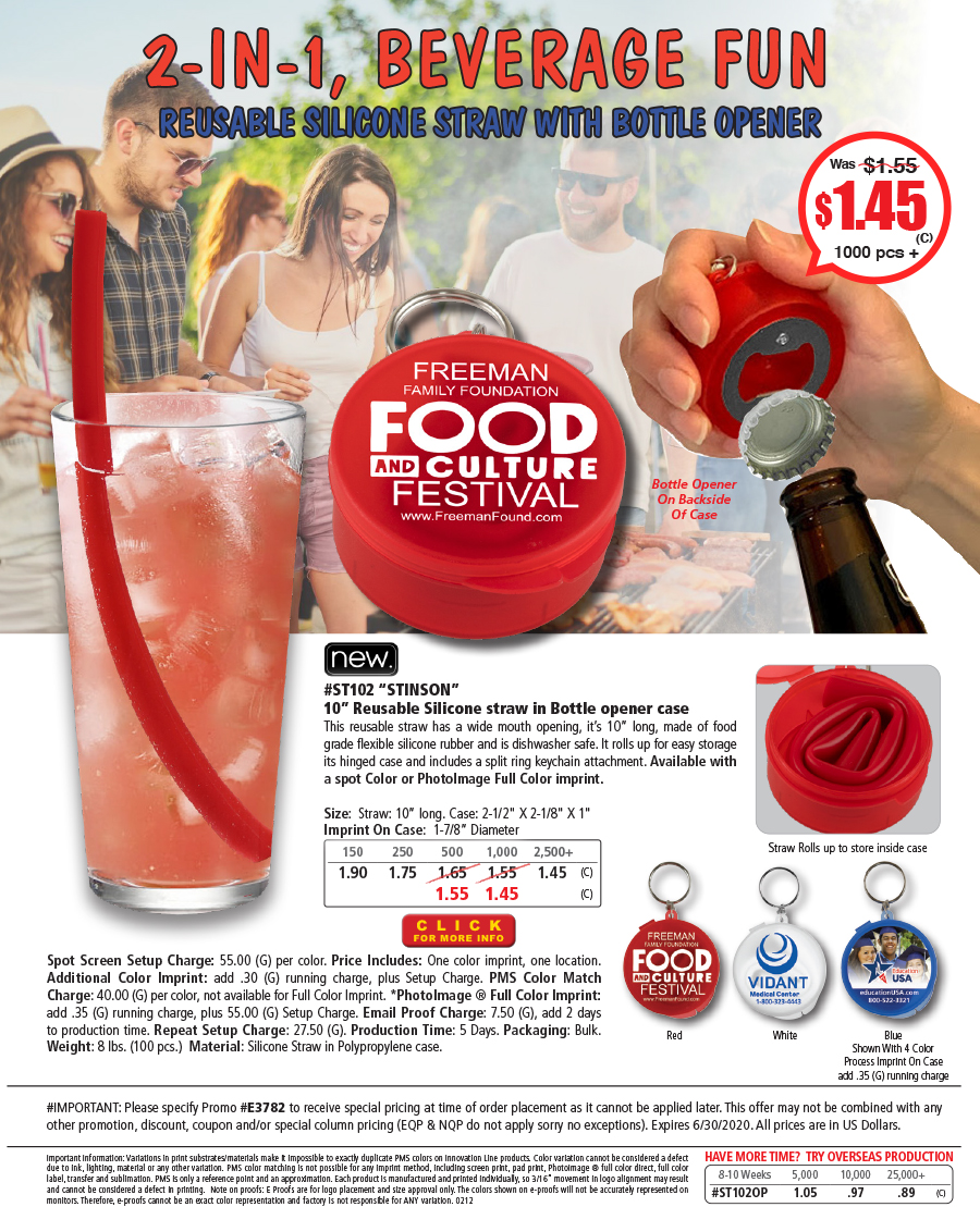 ST102 Stinson - 10 inch Reusable Silicone Straw and Bottle Opener Case