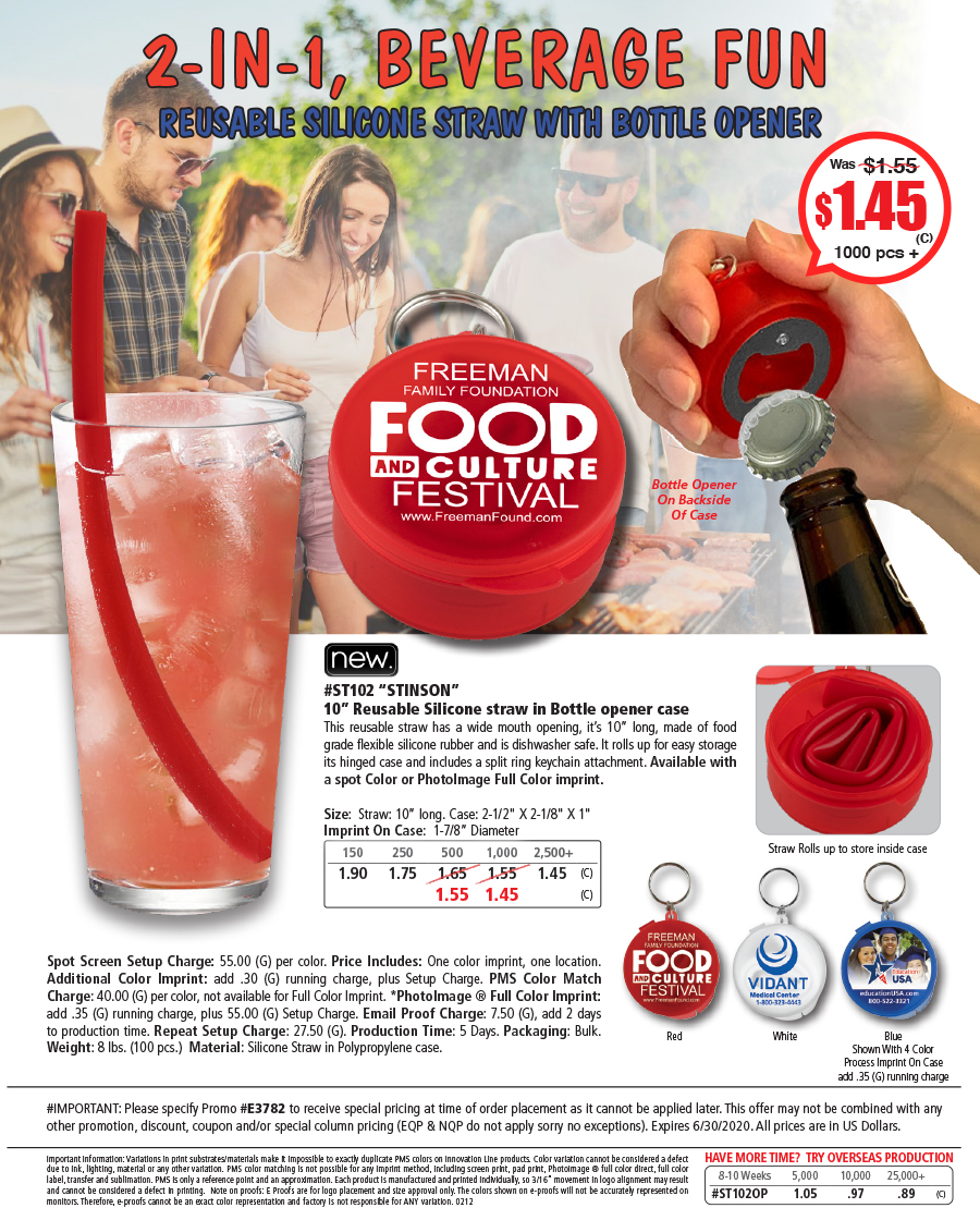 ST102 Stinson - 10 inch Reusable Silicone Straw and Bottle Opener Case