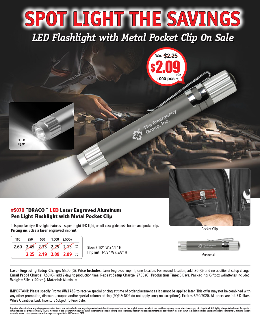5070 Draco LED Laser Engraved Pen Light