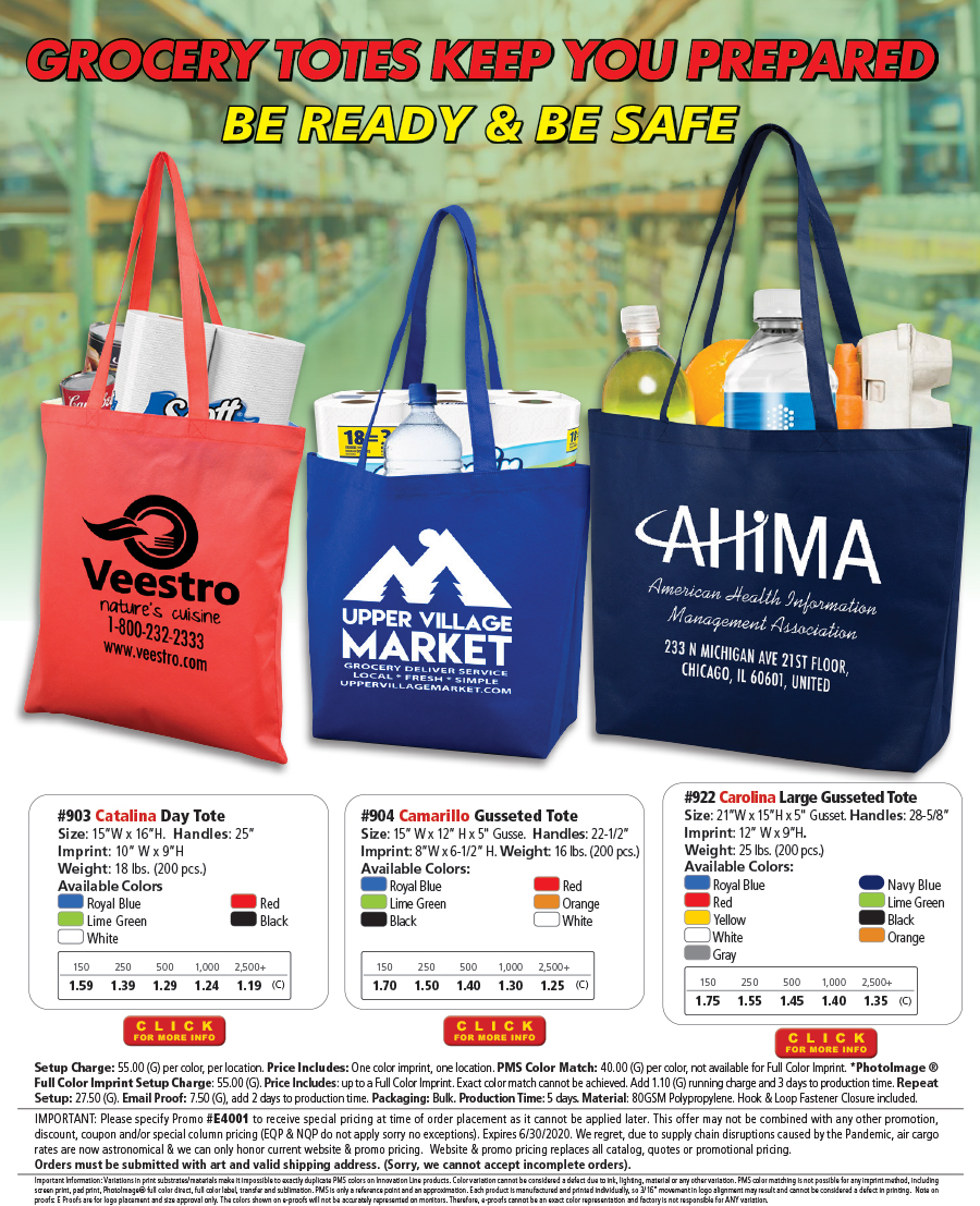 903 904 922 GROCERY TOTES KEEP YOU PREPARED