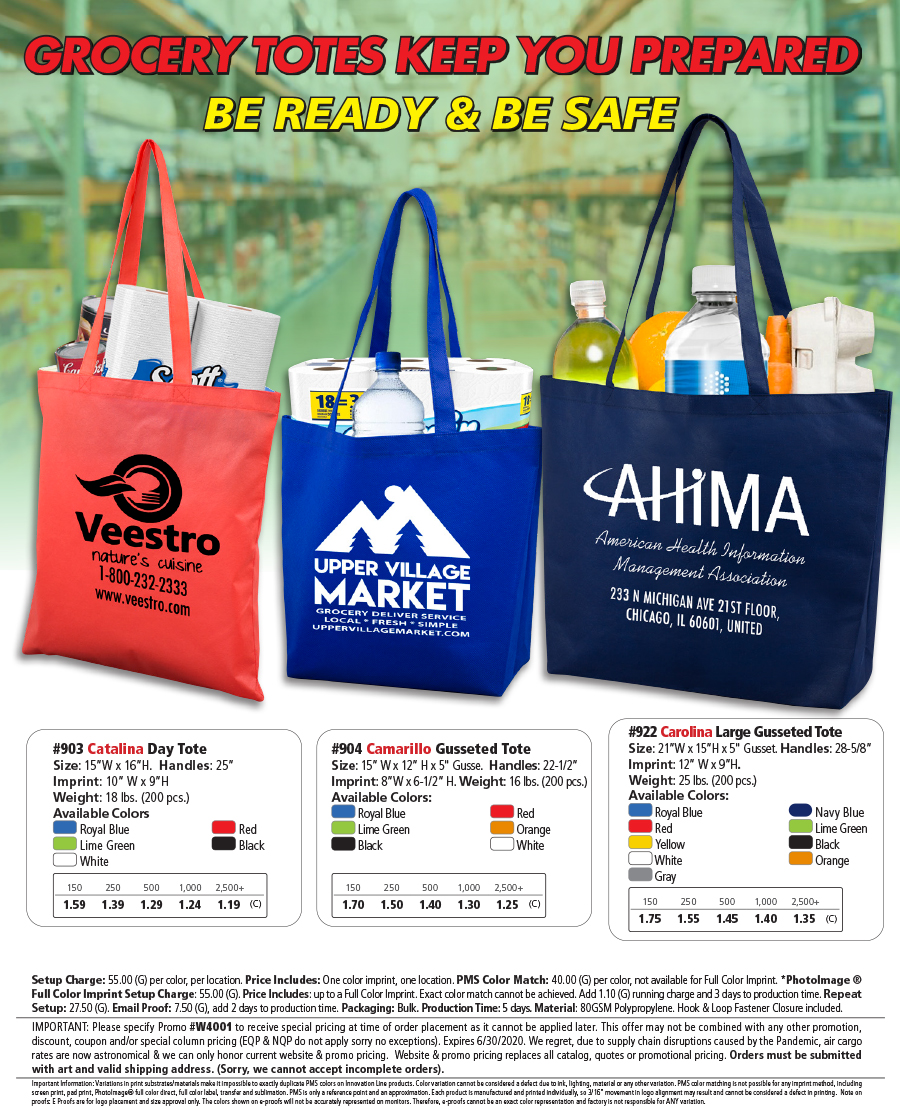 903 904 922 GROCERY TOTES KEEP YOU PREPARED