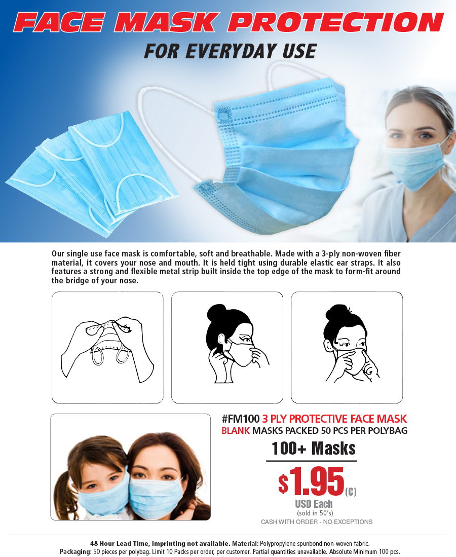 #FM100 3 Ply Protective Face Mask