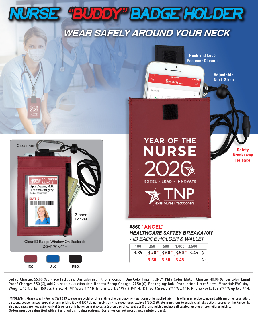 #860 ID Holder Wallet & Cell Phone Holder with Carabiner Neckstrap & Breakaway Release