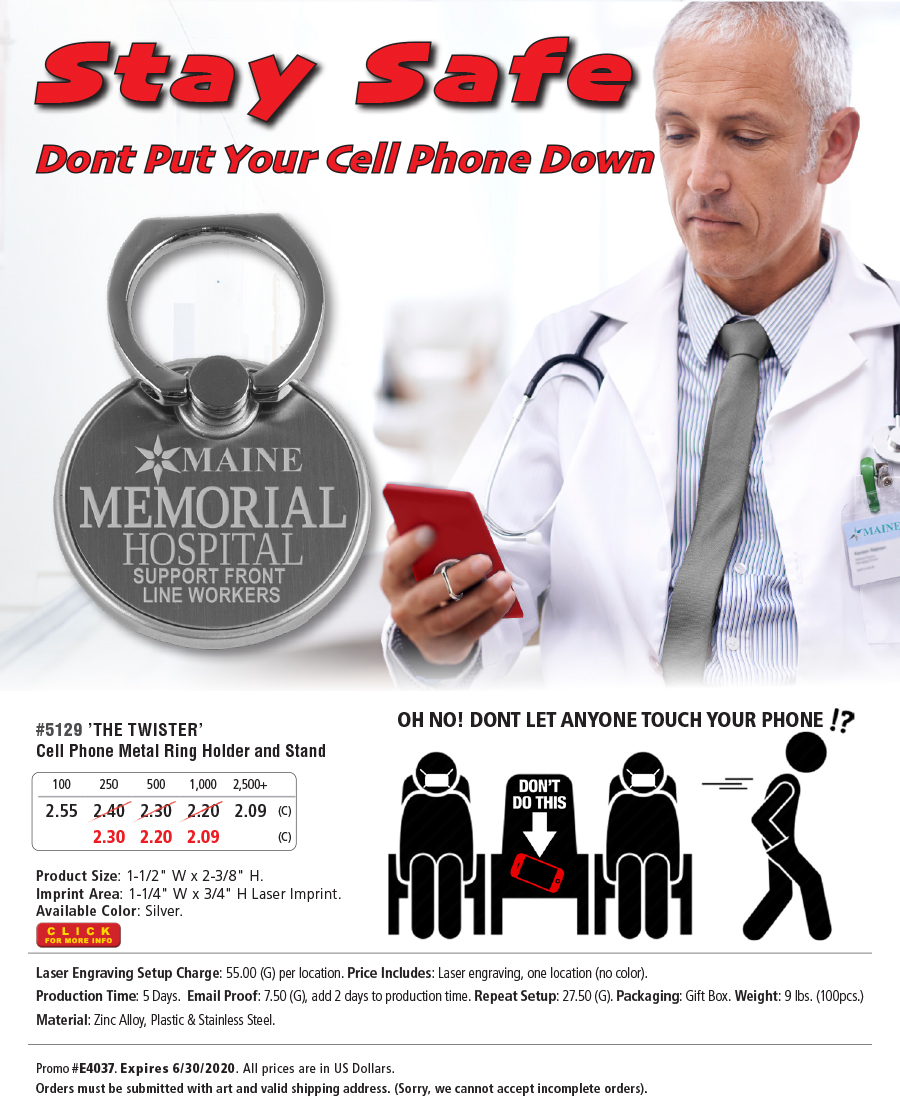 5129 The Twister - Cell Phone Metal Ring Holder and Stand