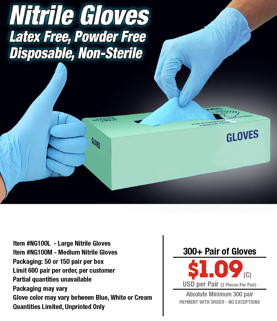 #NG100L Blue Nitrile Gloves Large