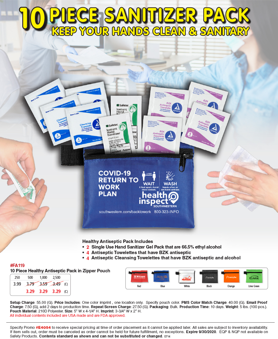 FA119 10 Piece Healthy Antiseptic Pack in Zipper Pouch