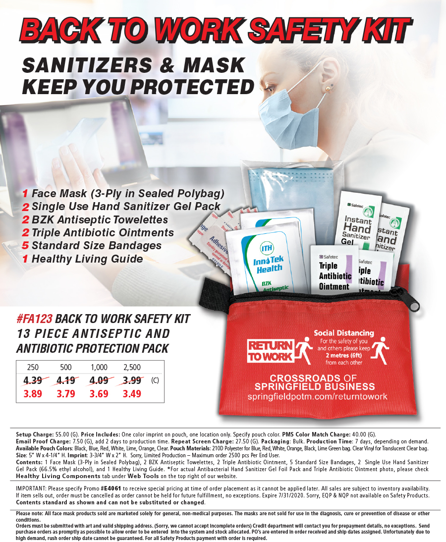FA123 Emergency/Safty Kit - Mask, Wipes, Ointment & Bandages
