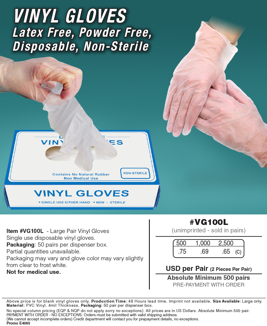 VG100 Large Vinyl Gloves

