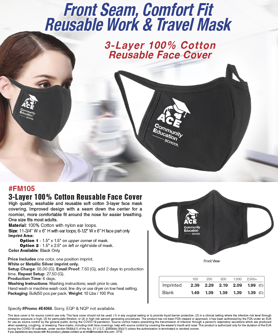 FM105 3ply Cotton Mask
