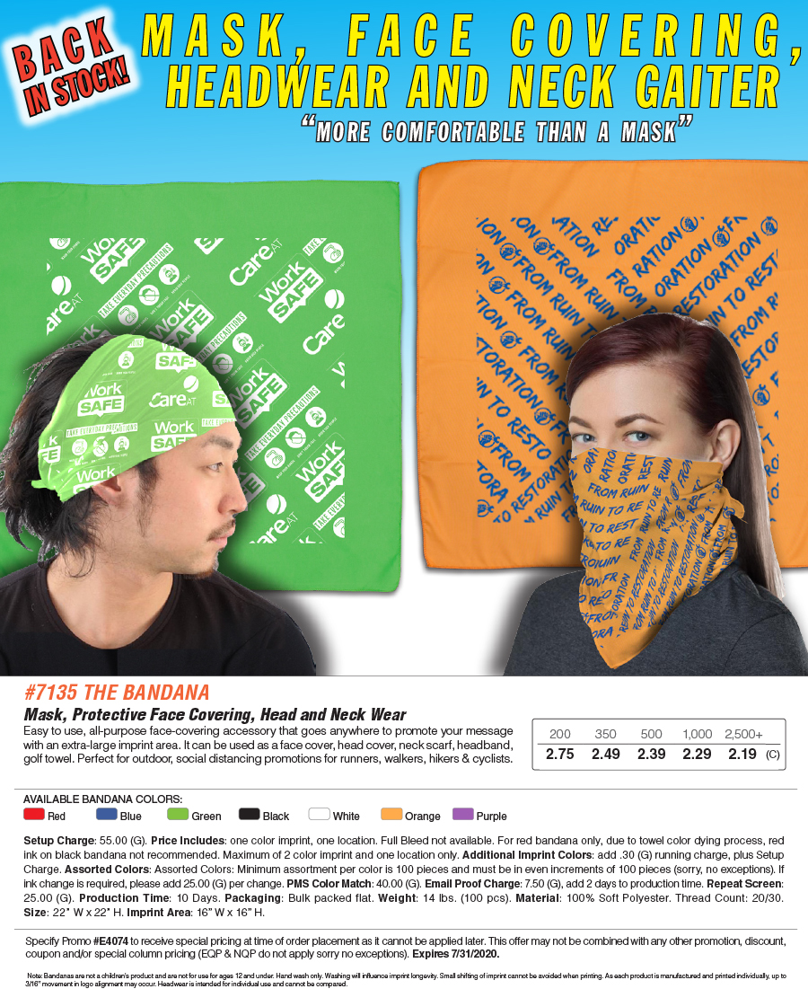 #7135 Mask, Face Covering, Headwear and Neck Gaiter