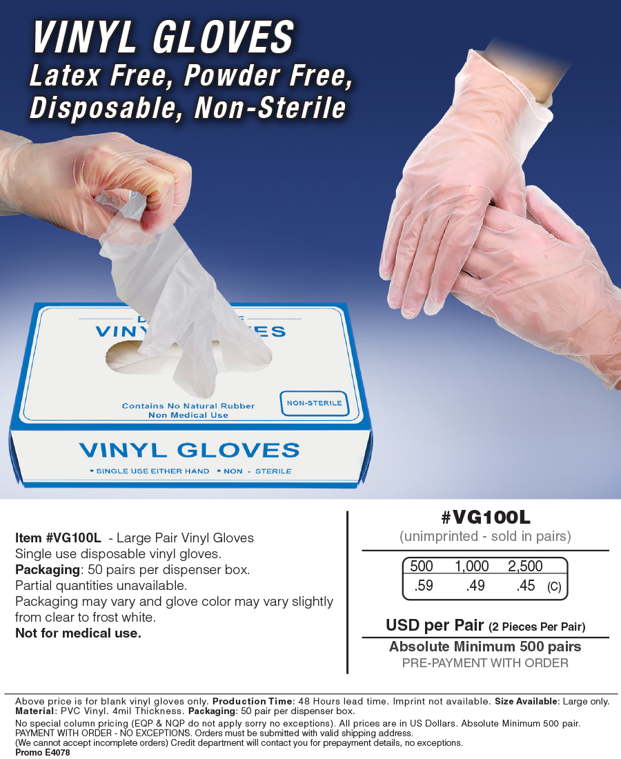 VG100 Large Vinyl Gloves
