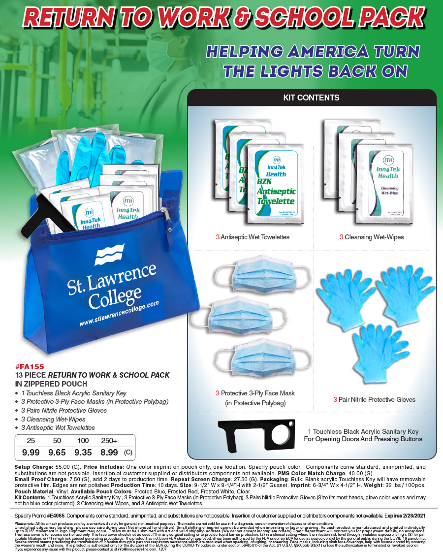 #FA155 13 Piece RETURN TO WORK & SCHOOL PACK in Zippered Pouch