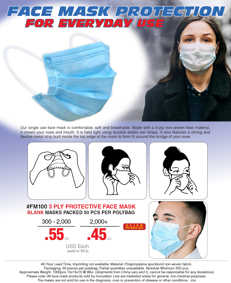 #FM100 3 Ply Protective Face Mask
