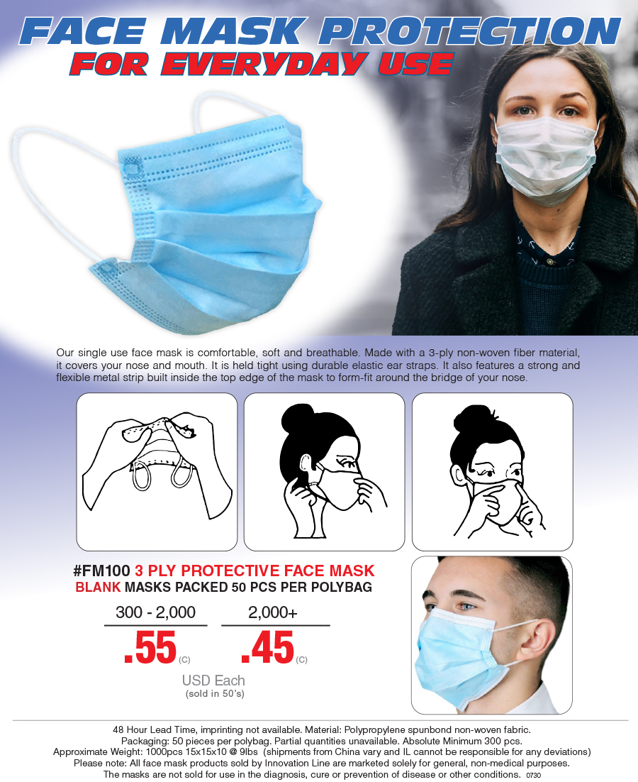 #FM100 3 Ply Protective Face Mask