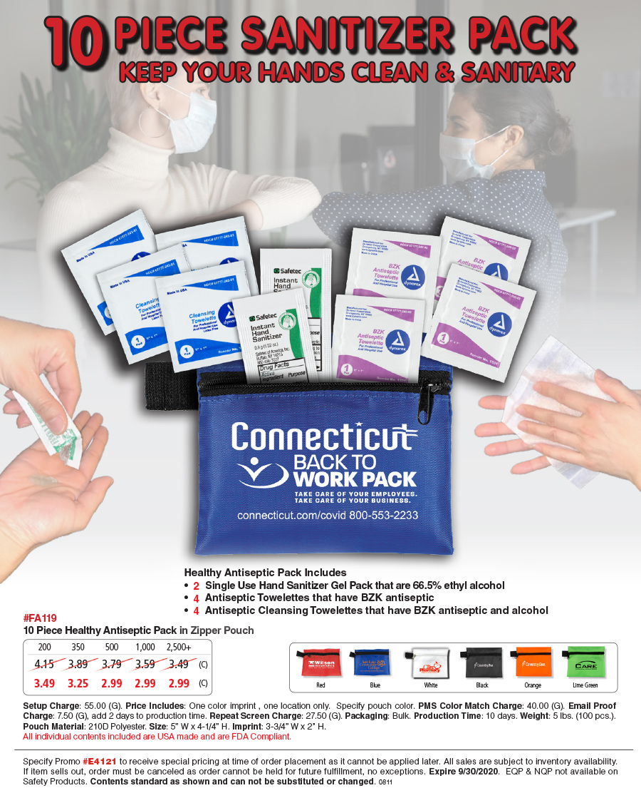 FA119 10 Piece Healthy Antiseptic Pack in Zipper Pouch