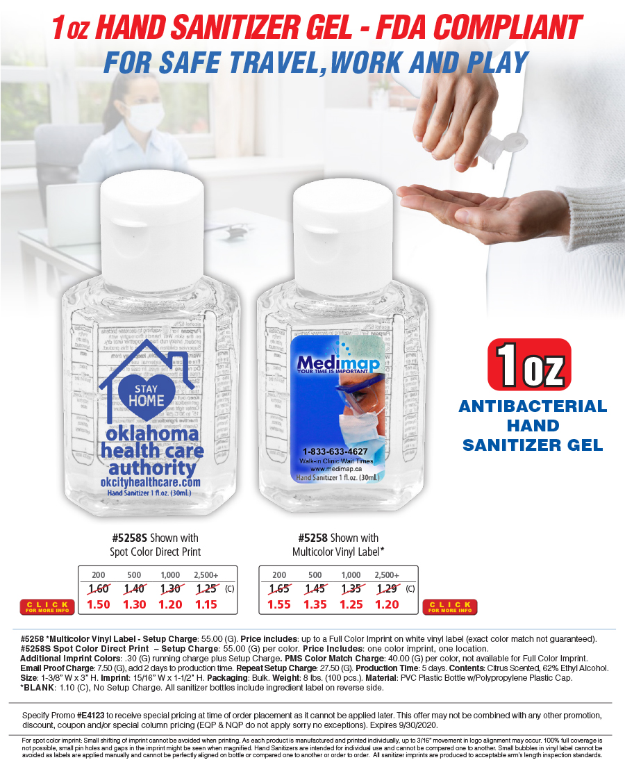 5258 5258S - 1oz Compact Hand Sanitizer