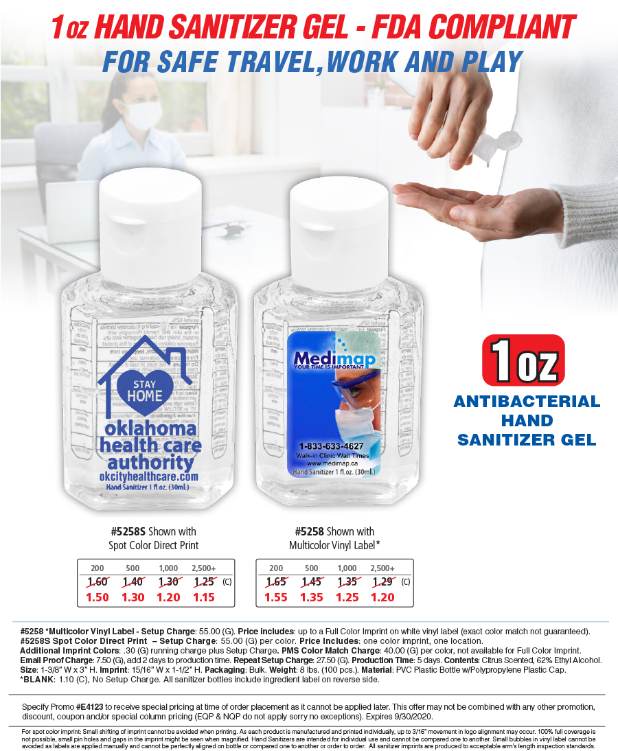 5258 5258S - 1oz Compact Hand Sanitizer