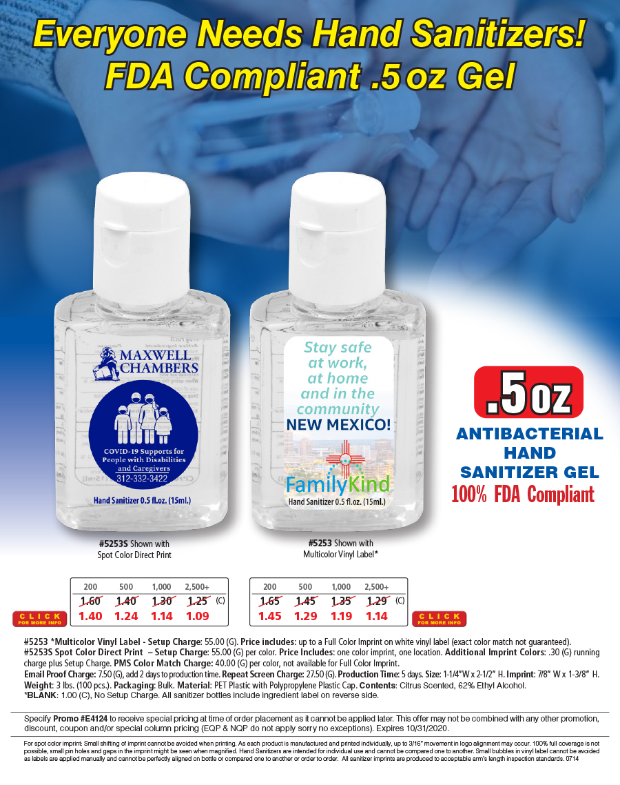 #5253S 5253 HALF OZ SANITIZERS