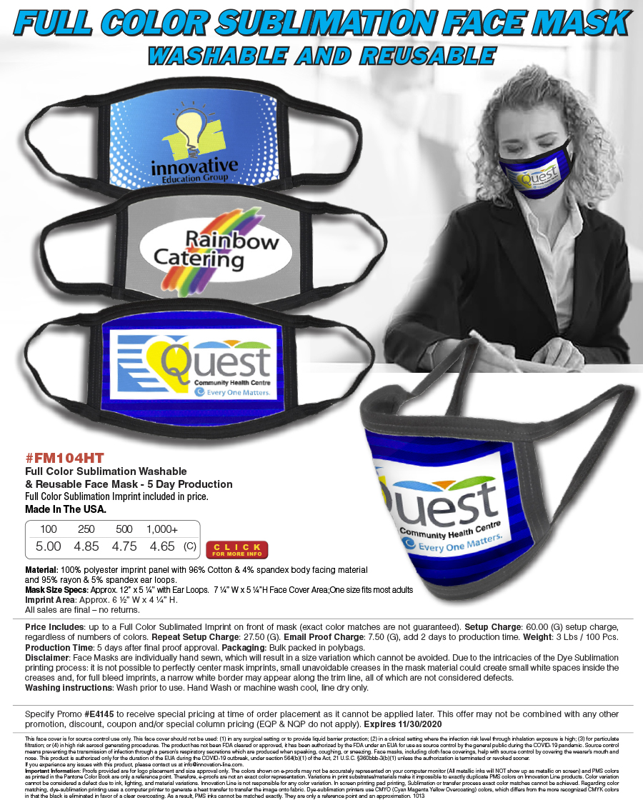 #FM104HT Full Color Protective Masks