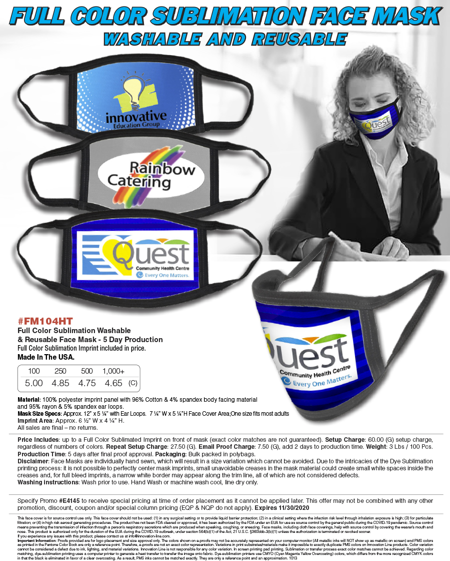 #FM104HT Full Color Protective Masks