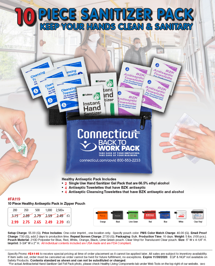FA119 10 Piece Healthy Antiseptic Pack in Zipper Pouch