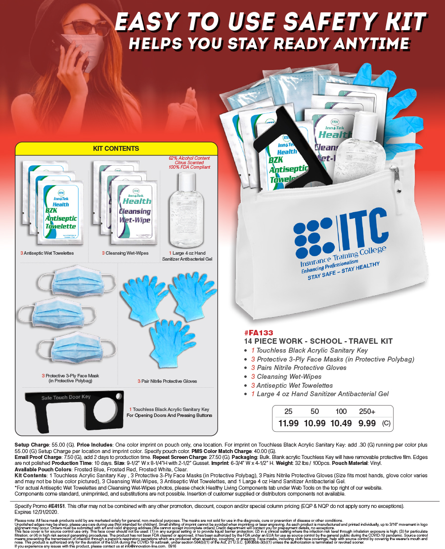 #FA133 13 Piece RETURN TO WORK & SCHOOL PACK in Zippered Pouch