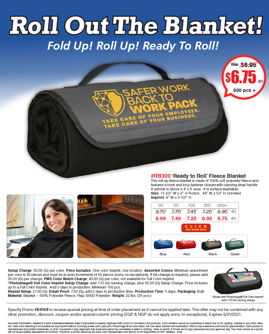 RB300 Ready to Roll Fleece Blanket
