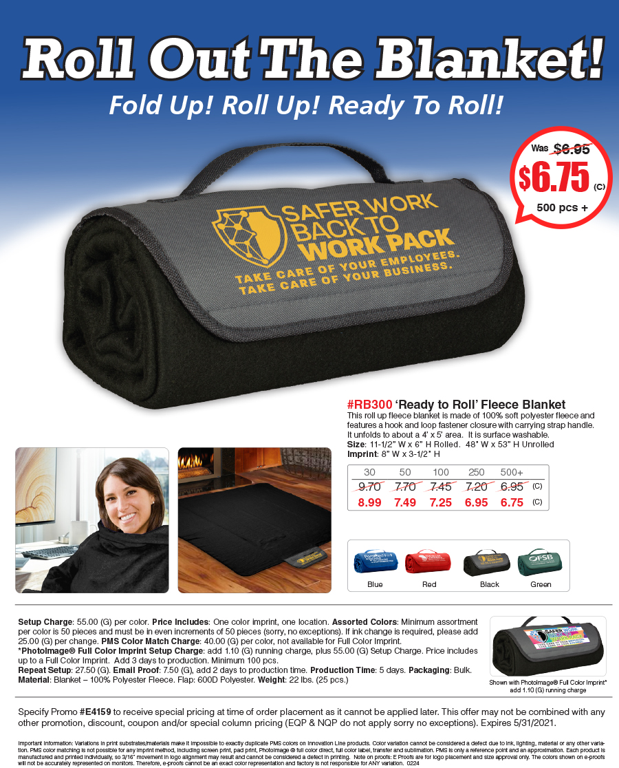 RB300 Ready to Roll Fleece Blanket