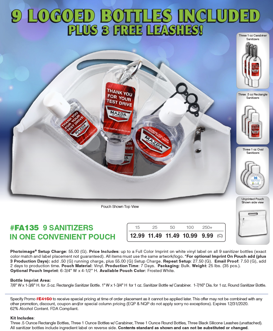 FA135 Multi-Use Sanitizer 9 piece Kit