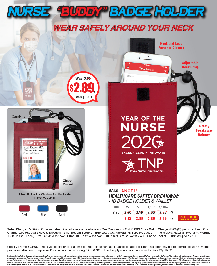 #860 ID Holder Wallet & Cell Phone Holder with Carabiner Neckstrap & Breakaway Release