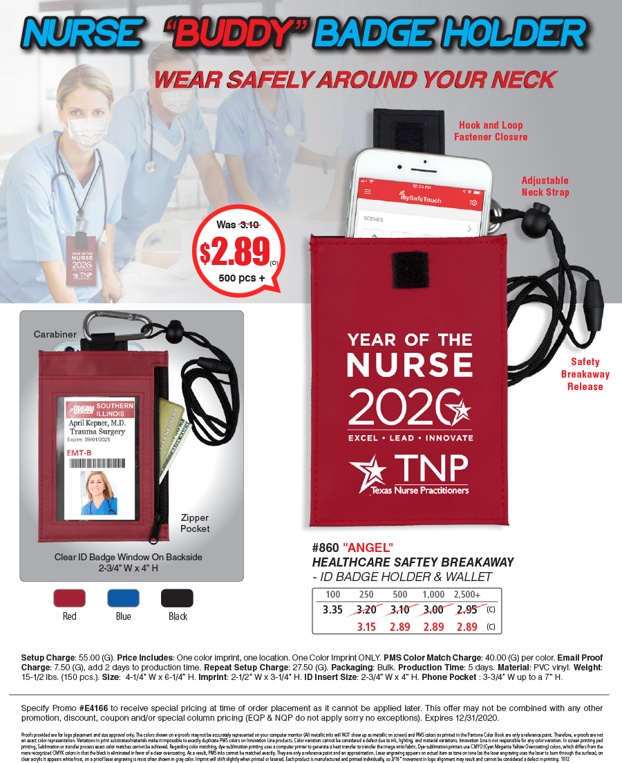 #860 ID Holder Wallet & Cell Phone Holder with Carabiner Neckstrap & Breakaway Release