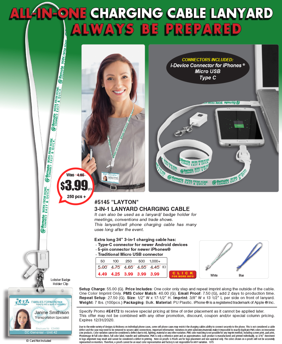 #5145 Layton 3-in-1 Lanyard Like Charging Cable