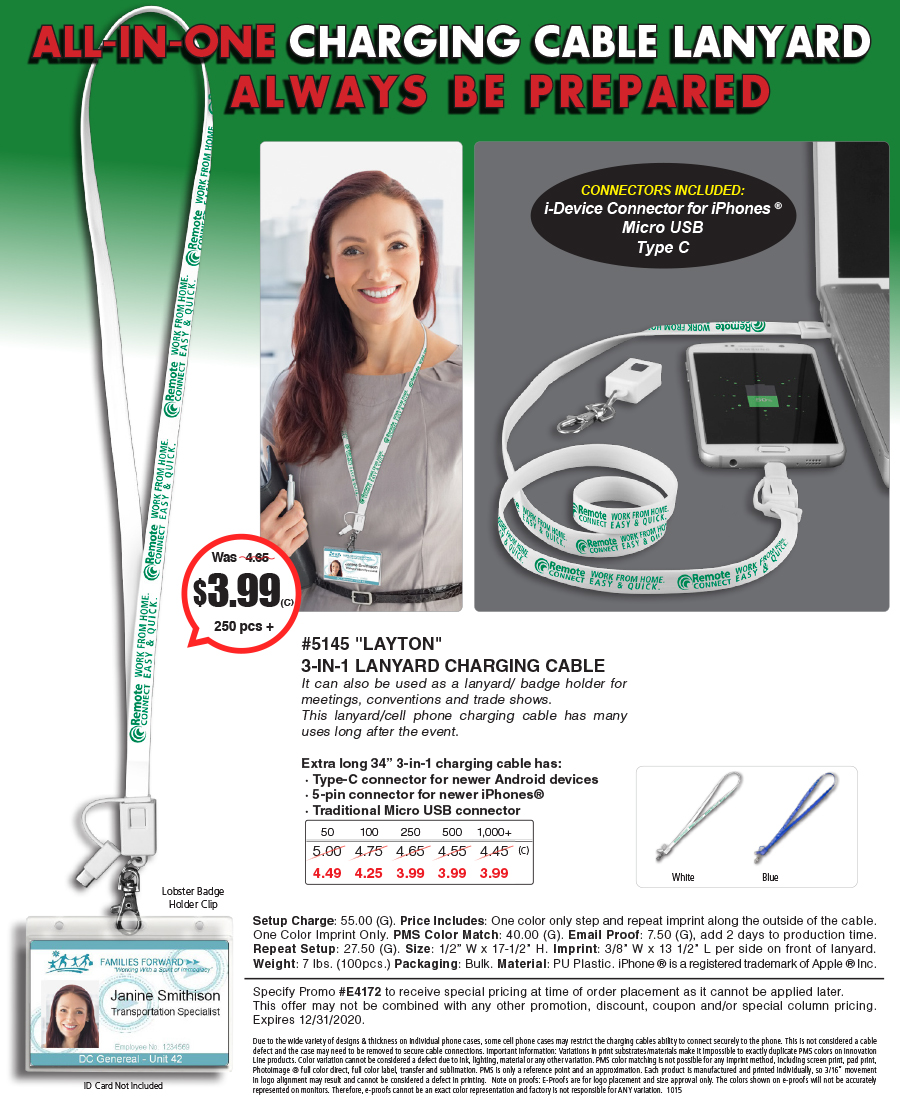 #5145 Layton 3-in-1 Lanyard Like Charging Cable