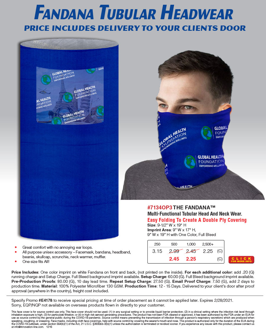 #7134OP3 The Fandana�  Multi-Functional Tubular Head And Neck Wear