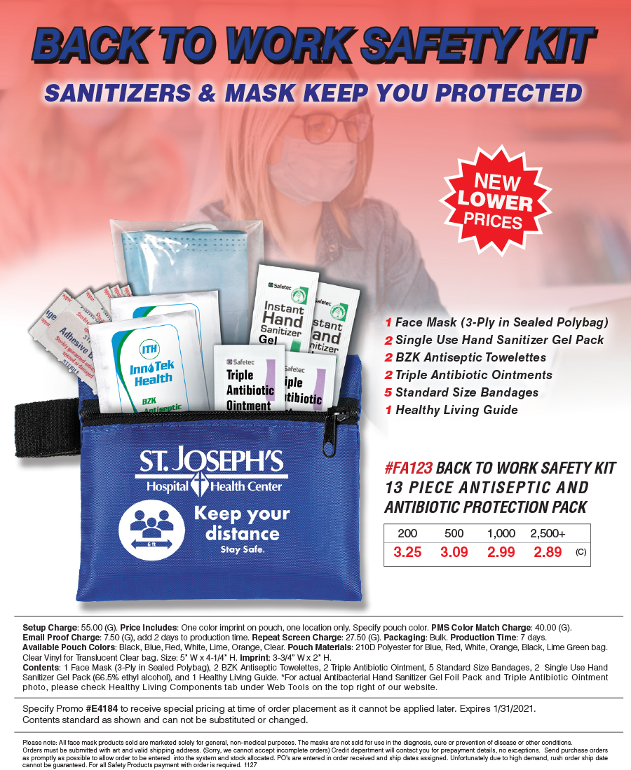 FA123 Emergency/Safty Kit - Mask, Wipes, Ointment & Bandages
