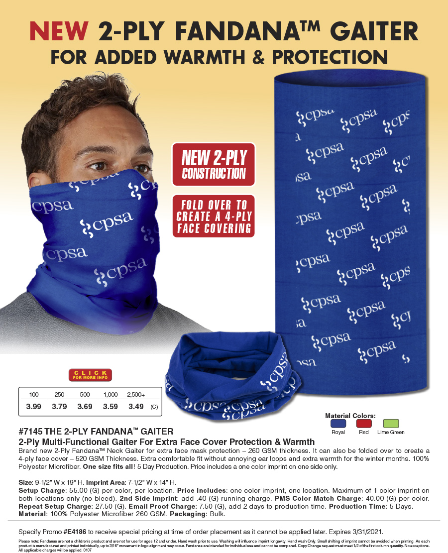 #7145 Domestic The Fandana�  2-Ply Multi-Functional Tubular Head And Neck Wear